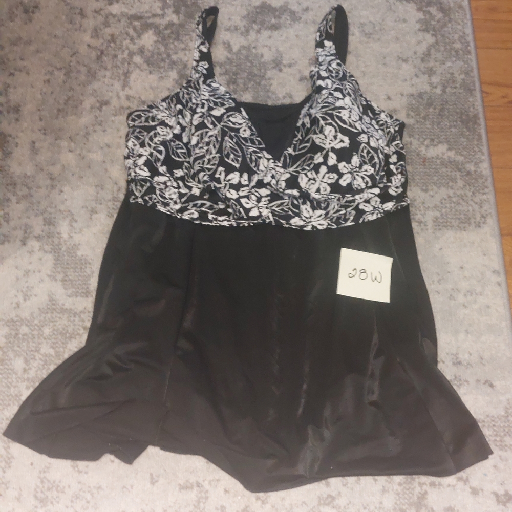 Black and White Floral Women Swim One Piece